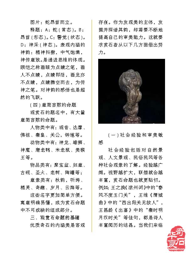 听《于公赏石》说“观赏石命题的艺术境界” 图