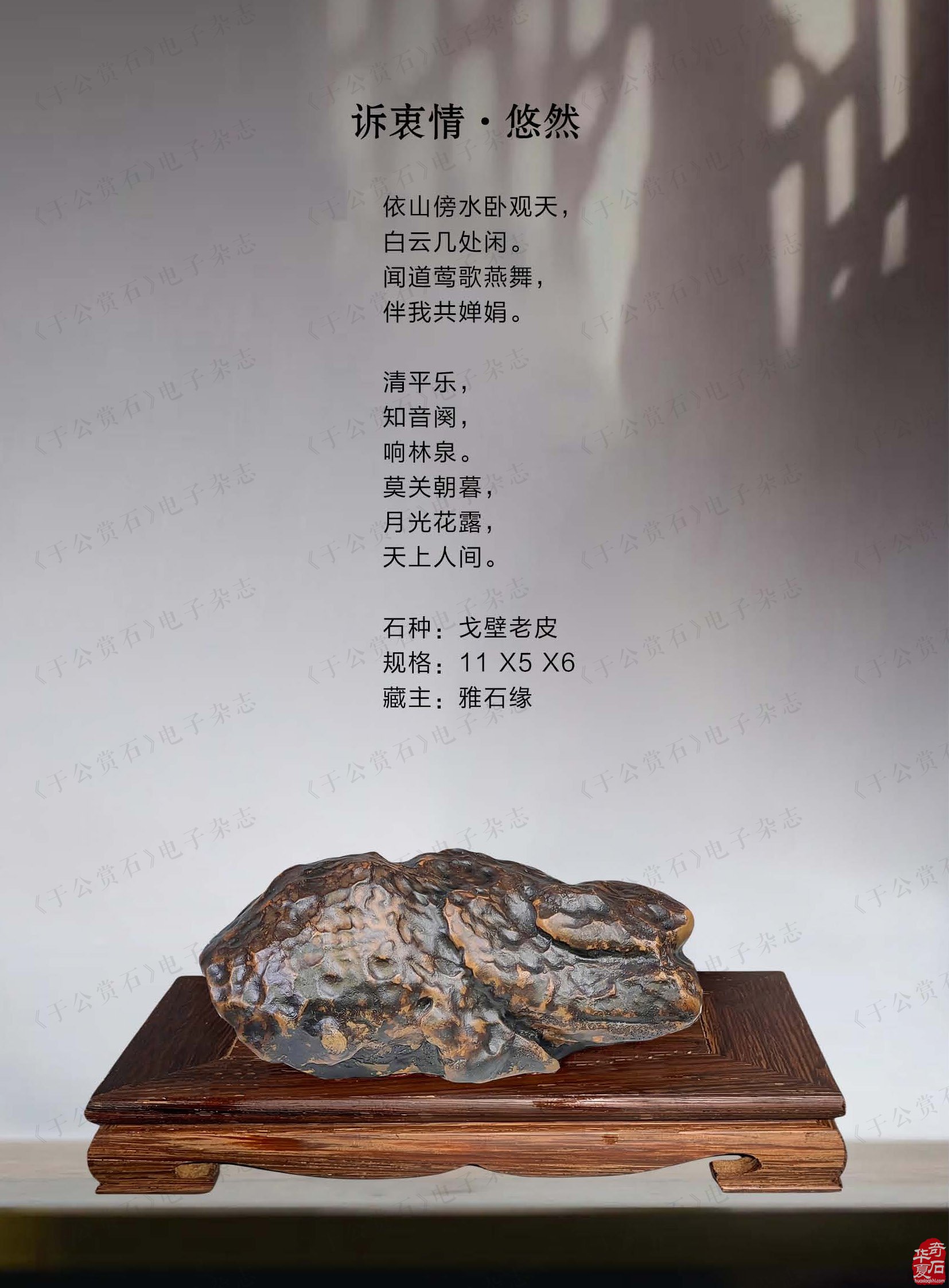 打开《于公赏石》品雅石缘赏石