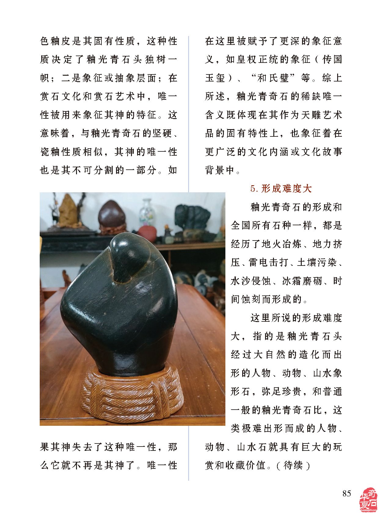 济源符号纹石得到《于公赏石》的强力推介