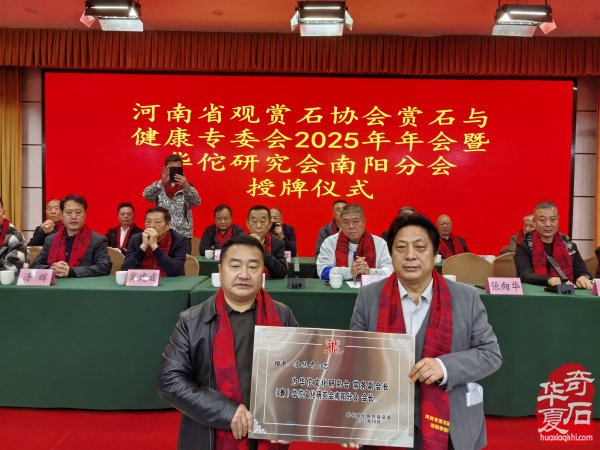河南省观赏石协会赏石与健康专委会2025年年会暨华佗研究会南阳分会授牌仪式在淅川举行