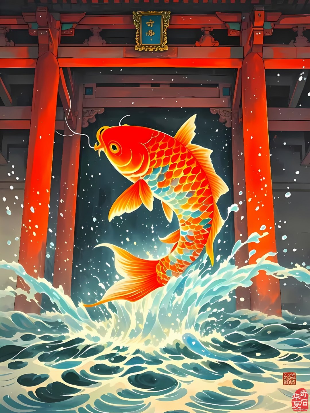 鲤跃龙门奇石赏析