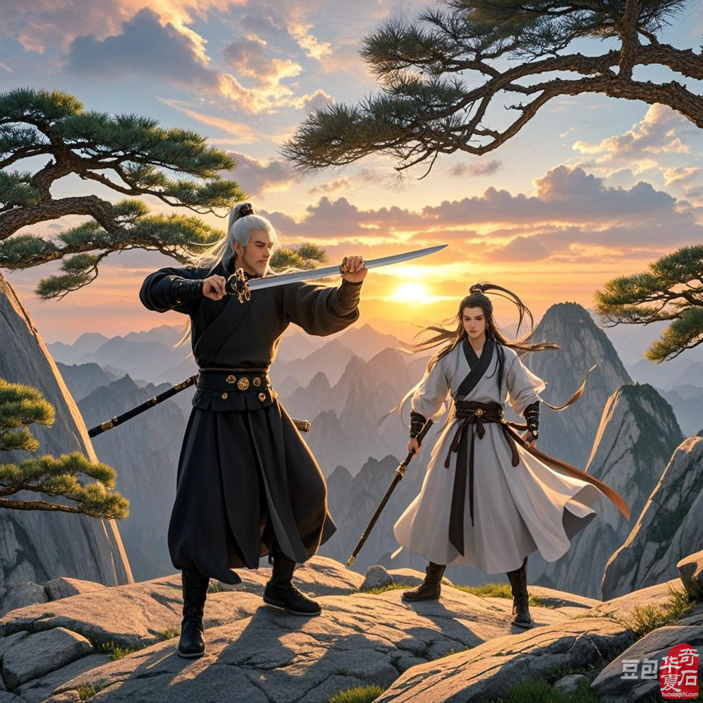 欣赏长江画面石《华山论剑》 图