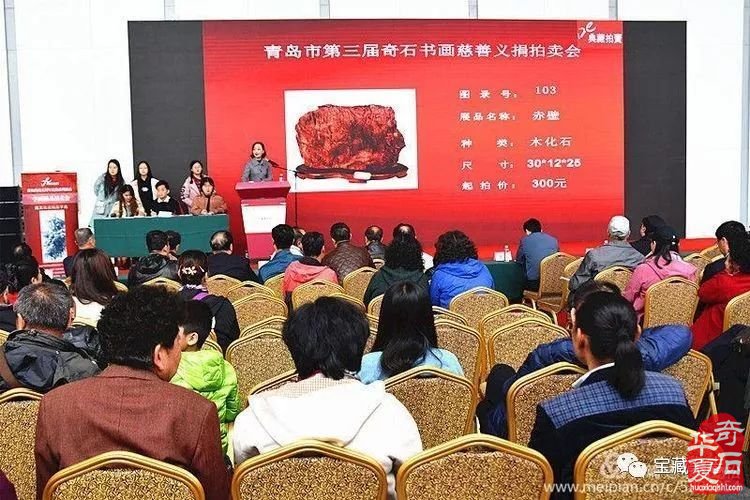 青岛赏石活动回记【八】青岛市第三届奇石书画义捐慈善爱心拍卖会隆重开拍